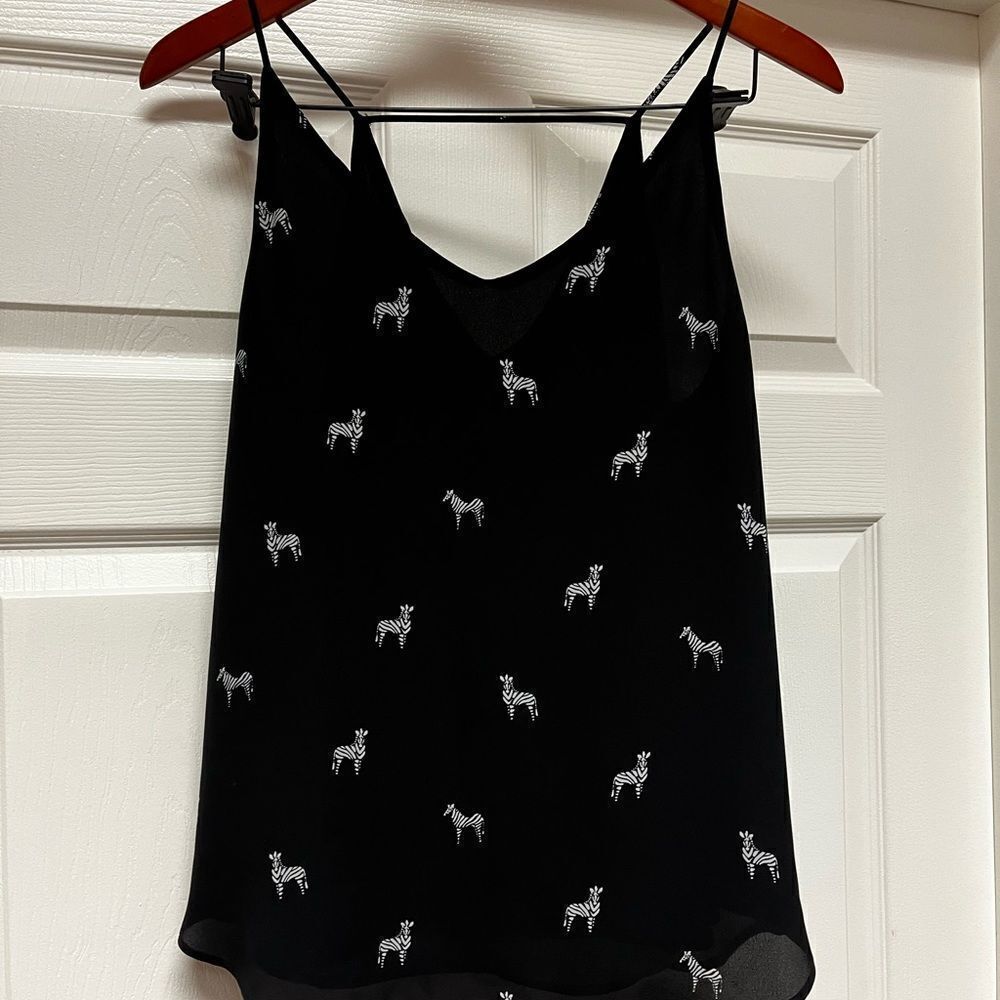 Loft Black Zebra Print Strappy Swing Top sz MP